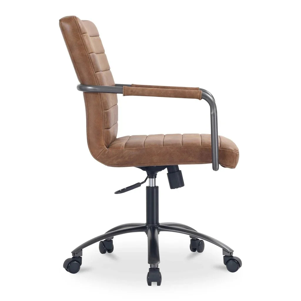 Roy Leather Swivel Office Chair-Office Chairs-Moe's Home-LOOMLAN