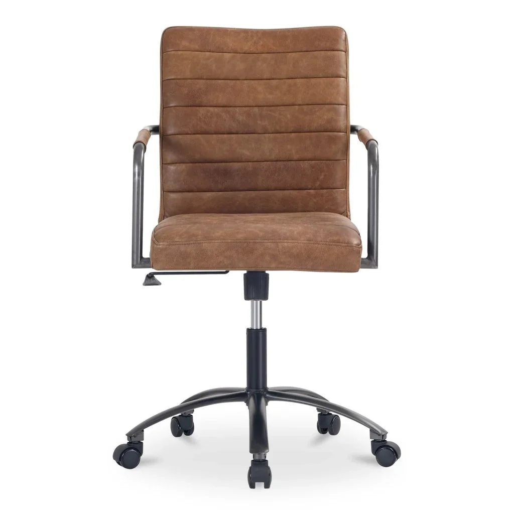 Roy Leather Swivel Office Chair-Office Chairs-Moe's Home-LOOMLAN