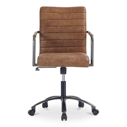 Roy Leather Swivel Office Chair-Office Chairs-Moe's Home-LOOMLAN