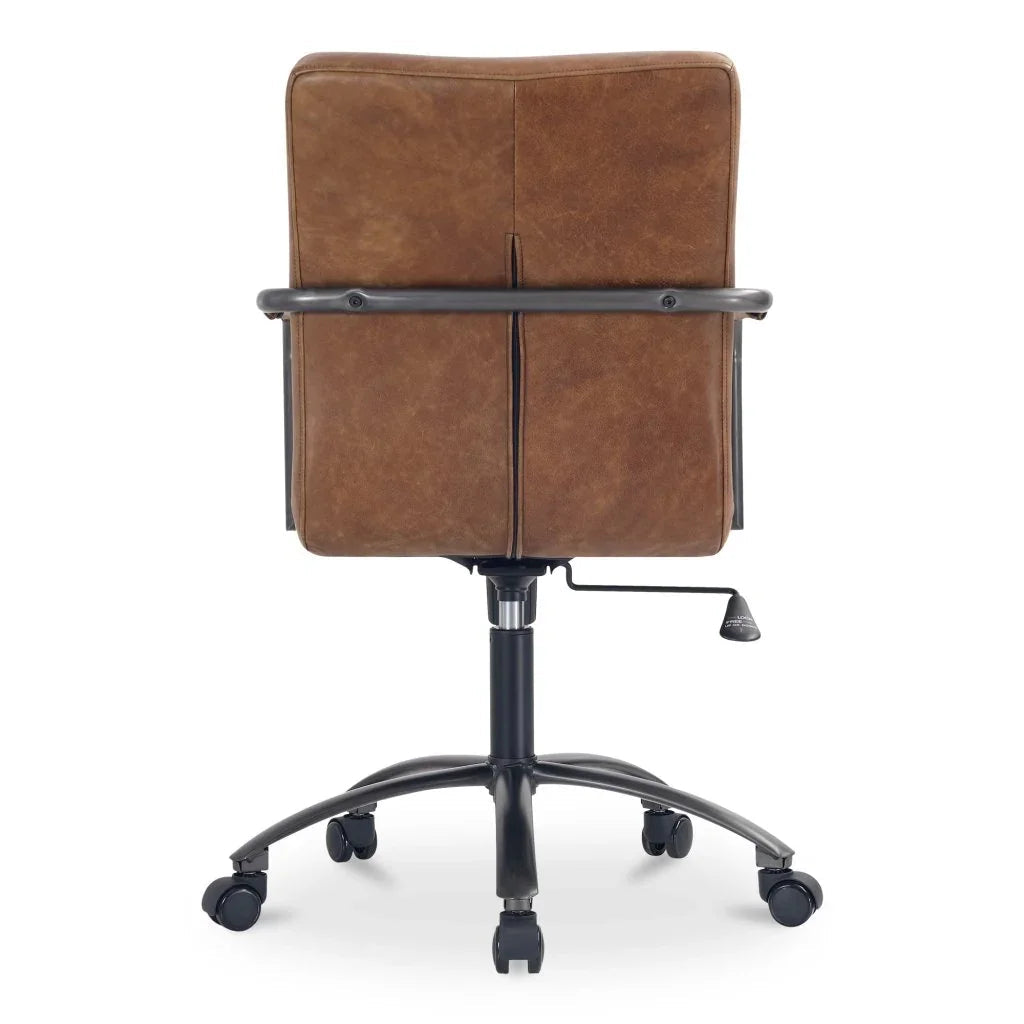 Roy Leather Swivel Office Chair-Office Chairs-Moe's Home-LOOMLAN