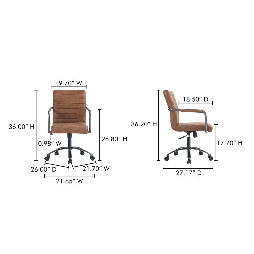 Roy Leather Swivel Office Chair-Office Chairs-Moe's Home-LOOMLAN