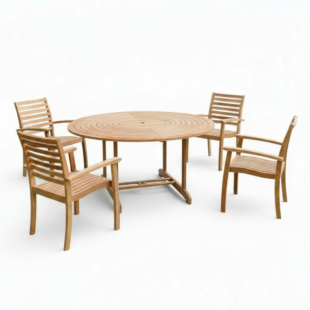 Royal Teak Patio Round Dining Set 5PC