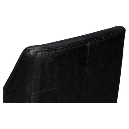 Royalton Distilled Leather Black Arm Chair - LOOMLAN - Sarreid - Accent Chairs
