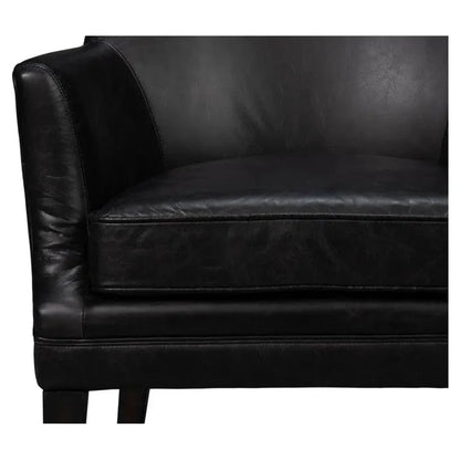 Royalton Distilled Leather Black Arm Chair - LOOMLAN - Sarreid - Accent Chairs