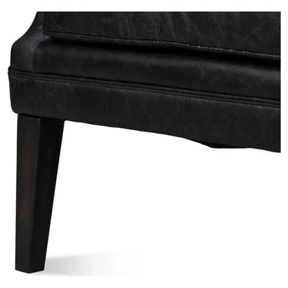 Royalton Distilled Leather Black Arm Chair - LOOMLAN - Sarreid - Accent Chairs
