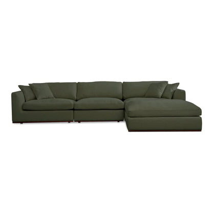 Rue Two Toss Cushions Lounge Sectional Sofa-Modular Sofas-Moe's Home-Deep Green-LOOMLAN