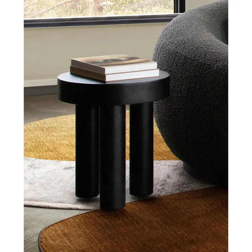 Rune 16" Round End Table in Black Finish - LOOMLAN - Diamond Sofa - Side Tables