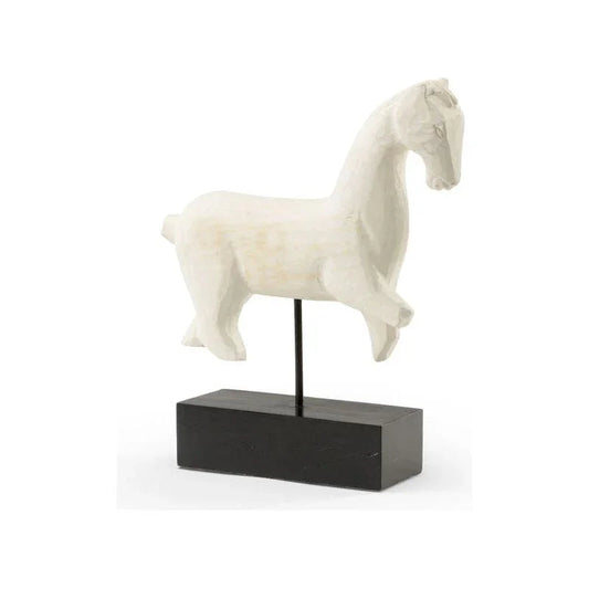 Running Horse Hand Carved Wood Finish Sculpture - LOOMLAN - Wildwood - Statues & Sculptures