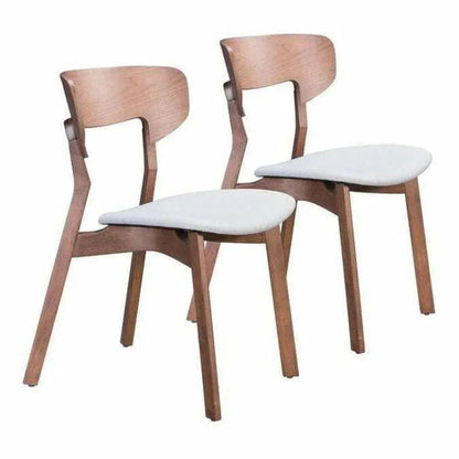 Russell Dining Chair 2PC Walnut & Gray - LOOMLAN - Zuo Modern - Dining Chairs