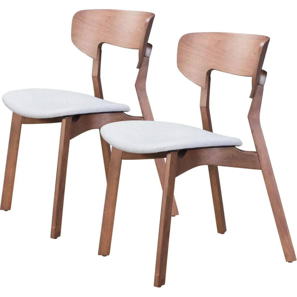 Russell Dining Chair 2PC Walnut & Gray - LOOMLAN - Zuo Modern - Dining Chairs