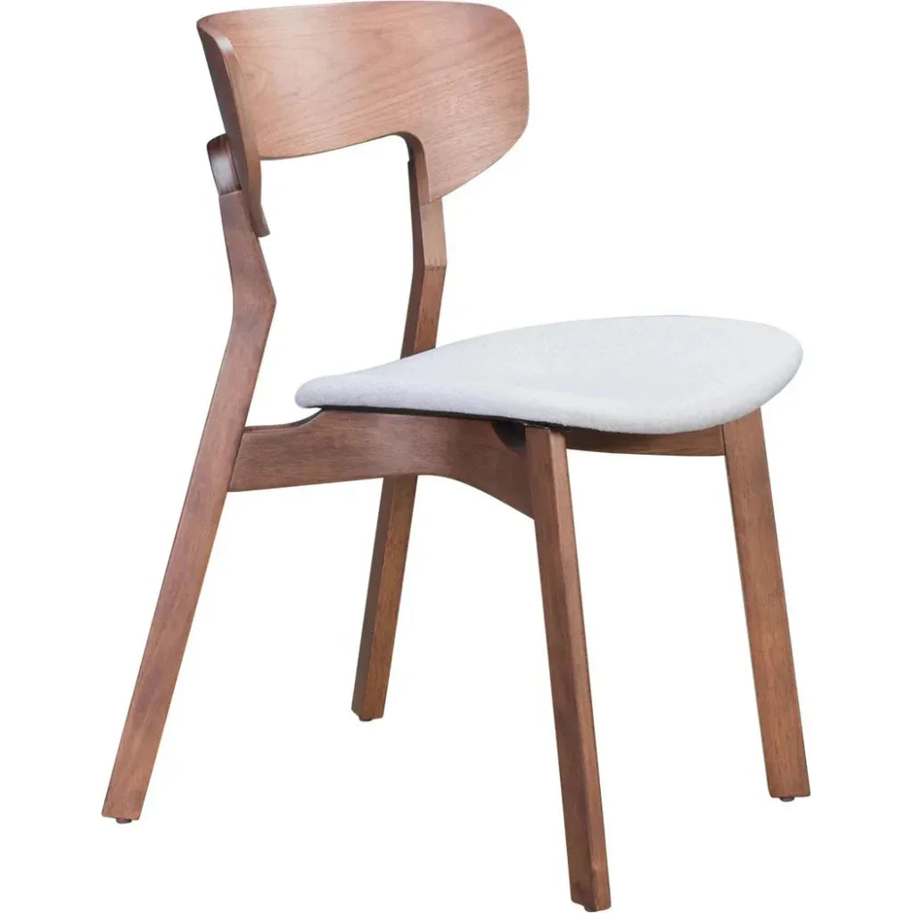 Russell Dining Chair 2PC Walnut & Gray - LOOMLAN - Zuo Modern - Dining Chairs