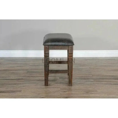 Rustic Backless Counter Stool Leather Seat - LOOMLAN - Sunny D - Counter Stools