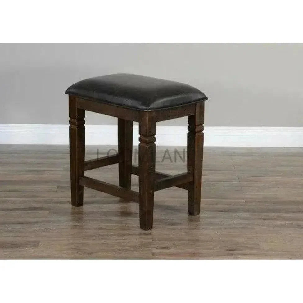 Rustic Backless Counter Stool Leather Seat - LOOMLAN - Sunny D - Counter Stools