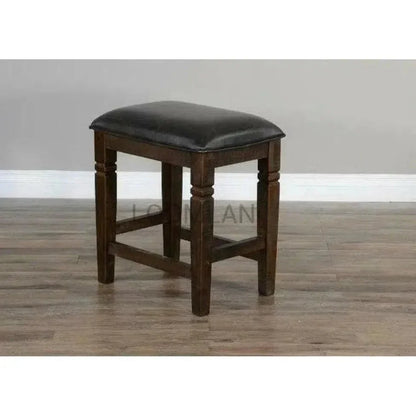 Rustic Backless Counter Stool Leather Seat - LOOMLAN - Sunny D - Counter Stools