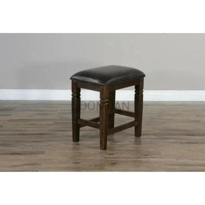 Rustic Backless Counter Stool Leather Seat - LOOMLAN - Sunny D - Counter Stools