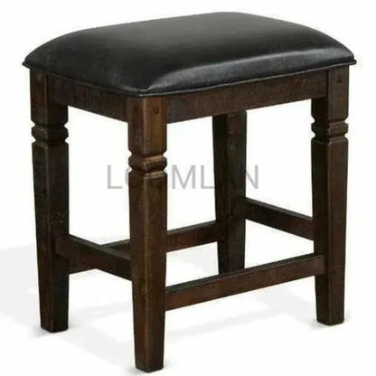 Rustic Backless Counter Stool Leather Seat - LOOMLAN - Sunny D - Counter Stools