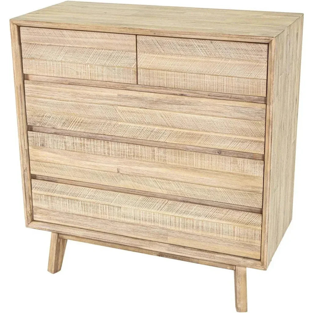 Rustic Brown Solid Wood Gia 5 Drawer Chest - LOOMLAN - LH Imports - Chests