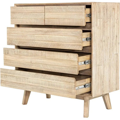 Rustic Brown Solid Wood Gia 5 Drawer Chest - LOOMLAN - LH Imports - Chests