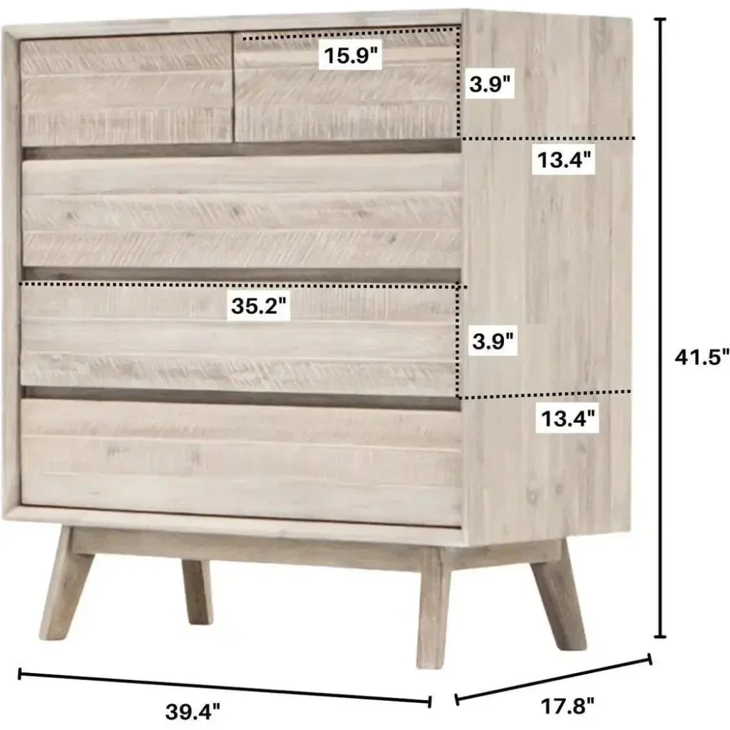 Rustic Brown Solid Wood Gia 5 Drawer Chest - LOOMLAN - LH Imports - Chests