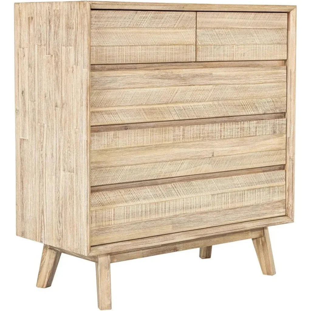 Rustic Brown Solid Wood Gia 5 Drawer Chest - LOOMLAN - LH Imports - Chests