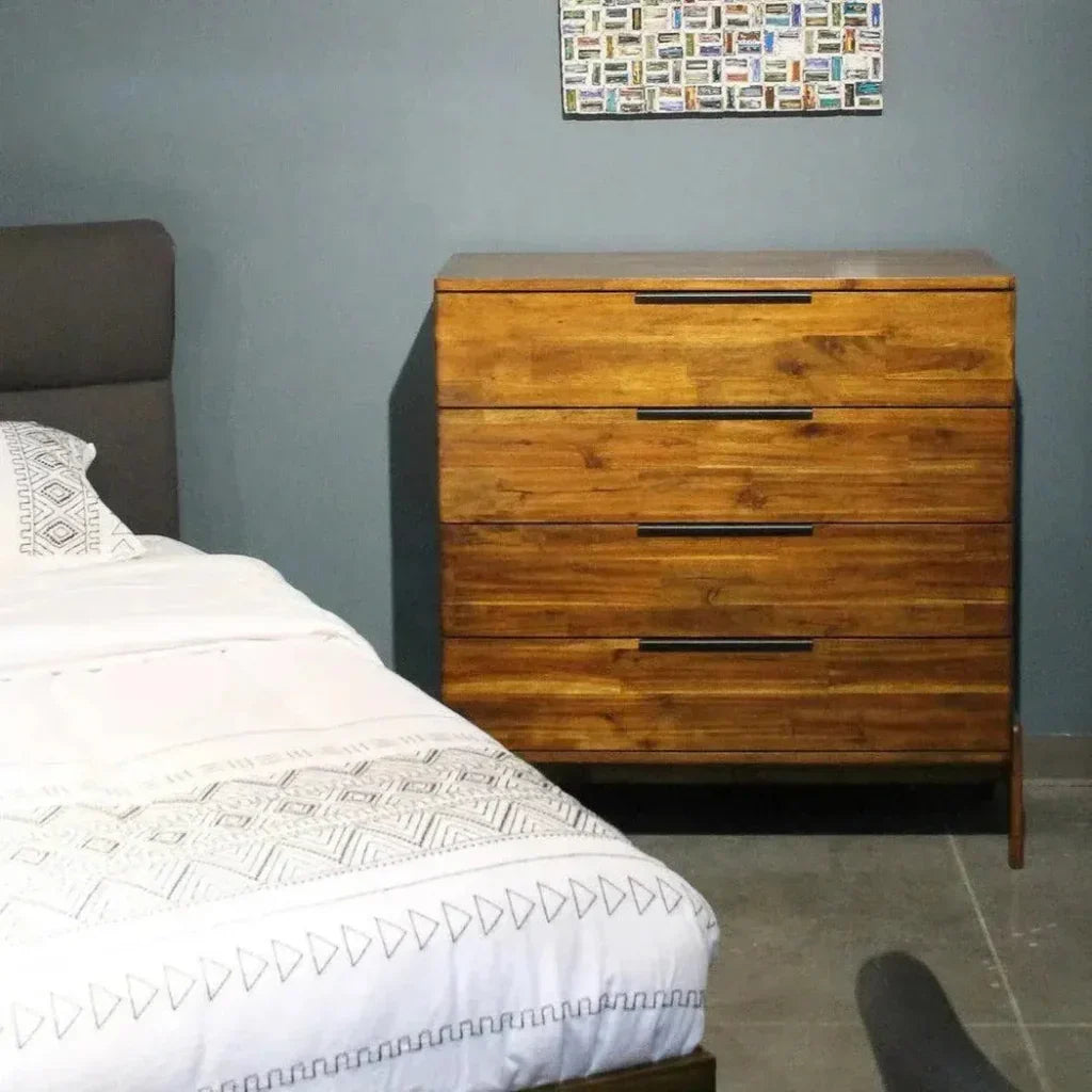 Rustic Brown Solid Wood Remix 4 Drawer Chest - LOOMLAN - LH Imports - Chests