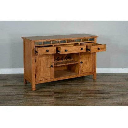 Rustic Buffet Sideboard With Wine Rack - LOOMLAN - Sunny D - Sideboards