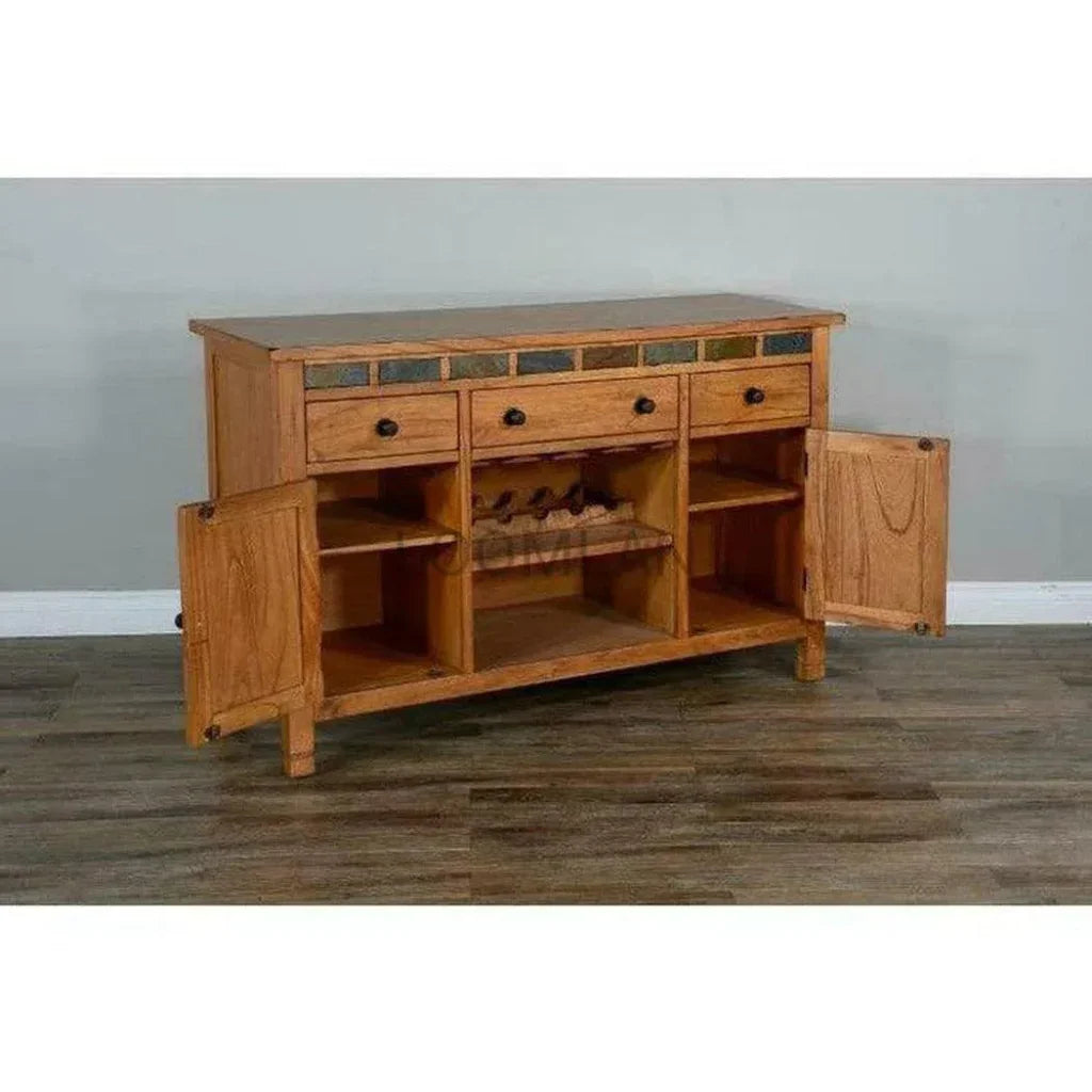 Rustic Buffet Sideboard With Wine Rack - LOOMLAN - Sunny D - Sideboards