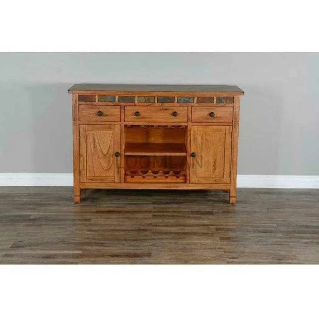 Rustic Buffet Sideboard With Wine Rack - LOOMLAN - Sunny D - Sideboards