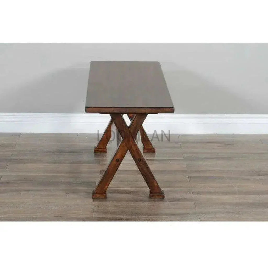 Rustic Dining Bench With Stretcher - LOOMLAN - Sunny D - Dining Benches
