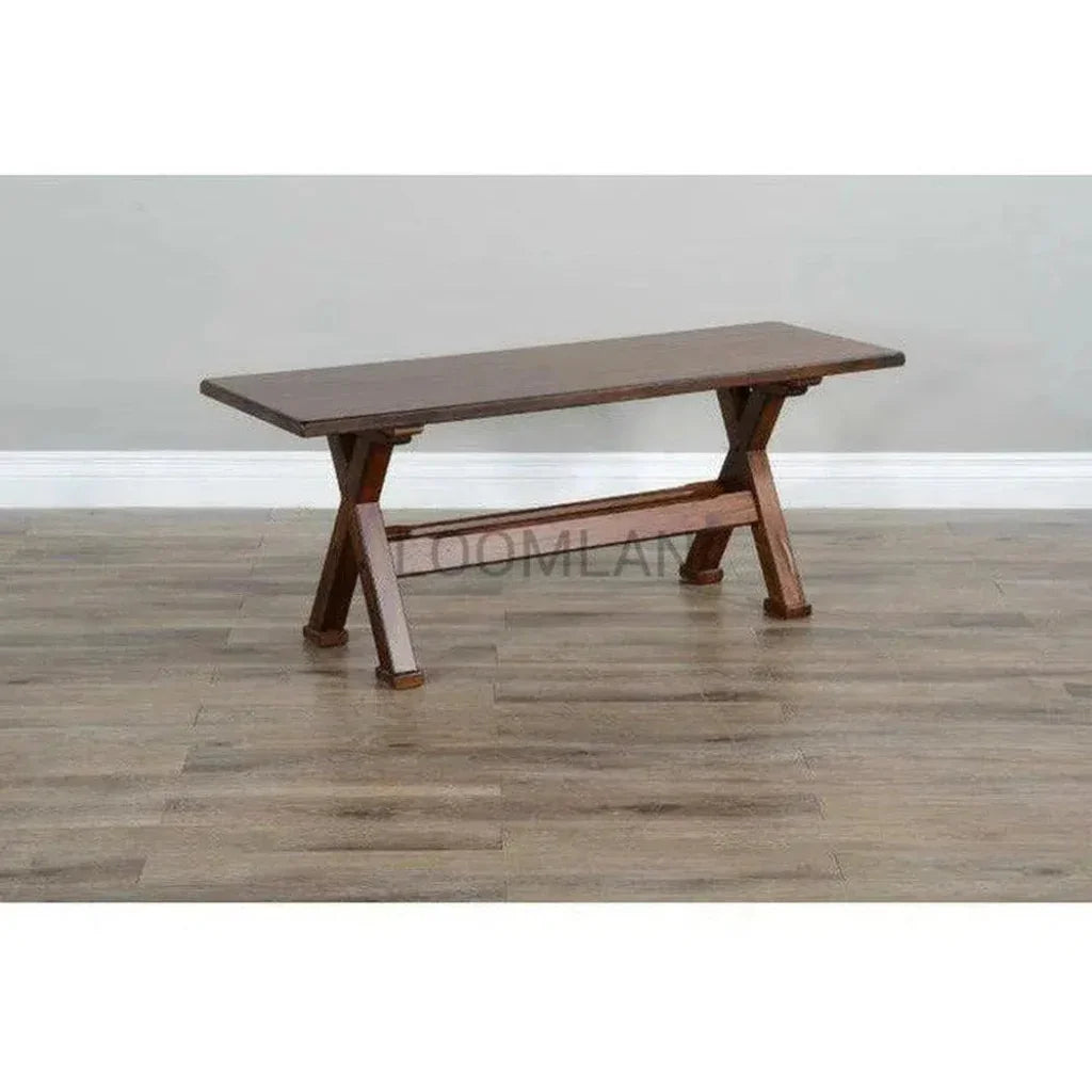 Rustic Dining Bench With Stretcher - LOOMLAN - Sunny D - Dining Benches