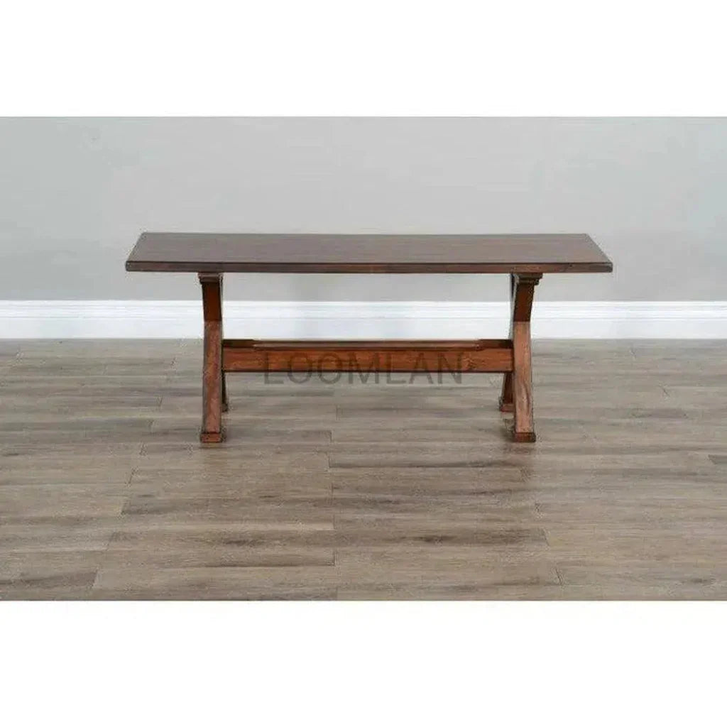 Rustic Dining Bench With Stretcher - LOOMLAN - Sunny D - Dining Benches