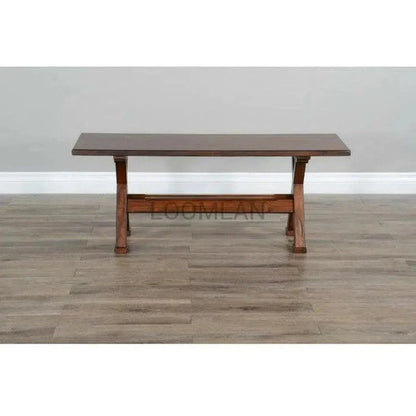 Rustic Dining Bench With Stretcher - LOOMLAN - Sunny D - Dining Benches