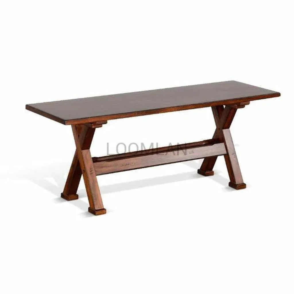 Rustic Dining Bench With Stretcher - LOOMLAN - Sunny D - Dining Benches