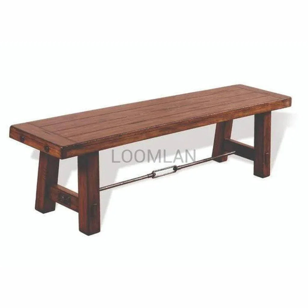 Rustic Farmhouse Wood Bench Metal Turnbuckle - LOOMLAN - Sunny D - Dining Benches