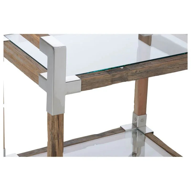 Rustic Glam Wood Frame Bar Cart-Home Bar Carts-Wildwood-LOOMLAN