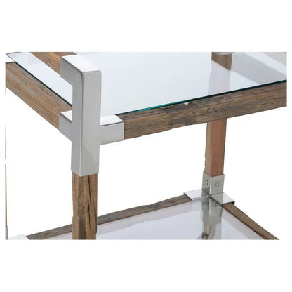 Rustic Glam Wood Frame Bar Cart-Home Bar Carts-Wildwood-LOOMLAN