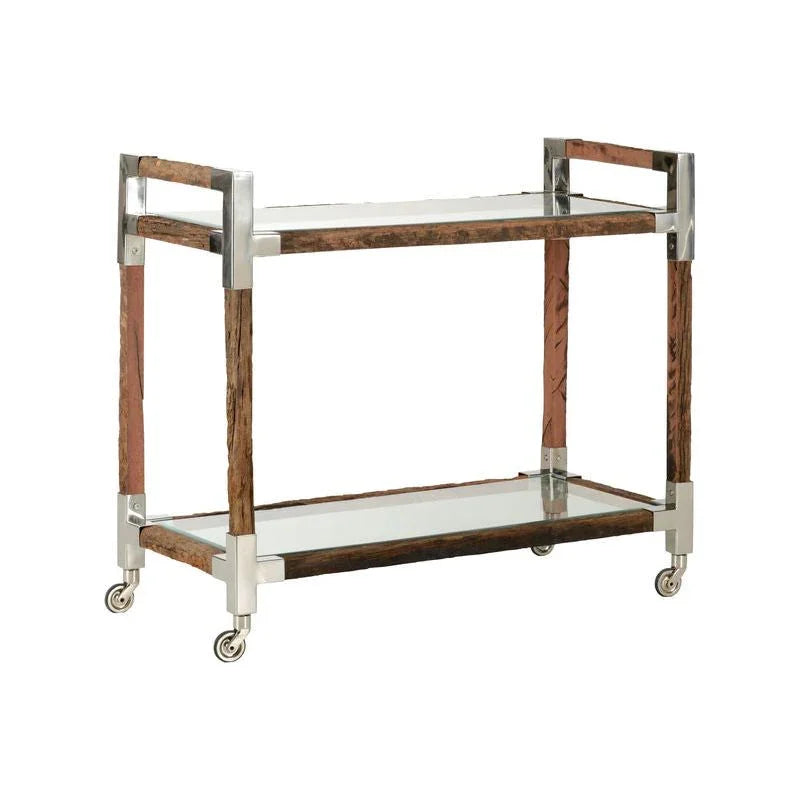 Rustic Glam Wood Frame Bar Cart-Home Bar Carts-Wildwood-Small-LOOMLAN