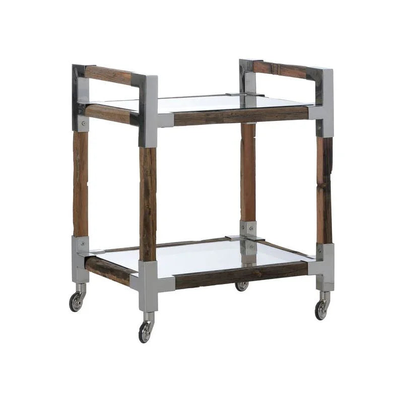 Rustic Glam Wood Frame Bar Cart-Home Bar Carts-Wildwood-LOOMLAN