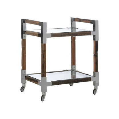 Rustic Glam Wood Frame Bar Cart-Home Bar Carts-Wildwood-LOOMLAN
