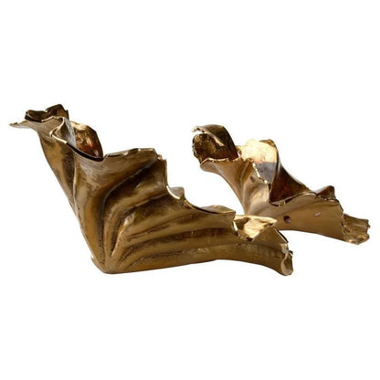 Rustic Gold Aluminum Leaf Sculpture (Set Of 2) - LOOMLAN - Wildwood - Statues & Sculptures