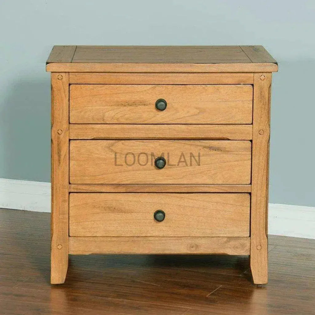 Rustic Oak Petite Nightstand Bedside Table - LOOMLAN - Sunny D - Nightstands