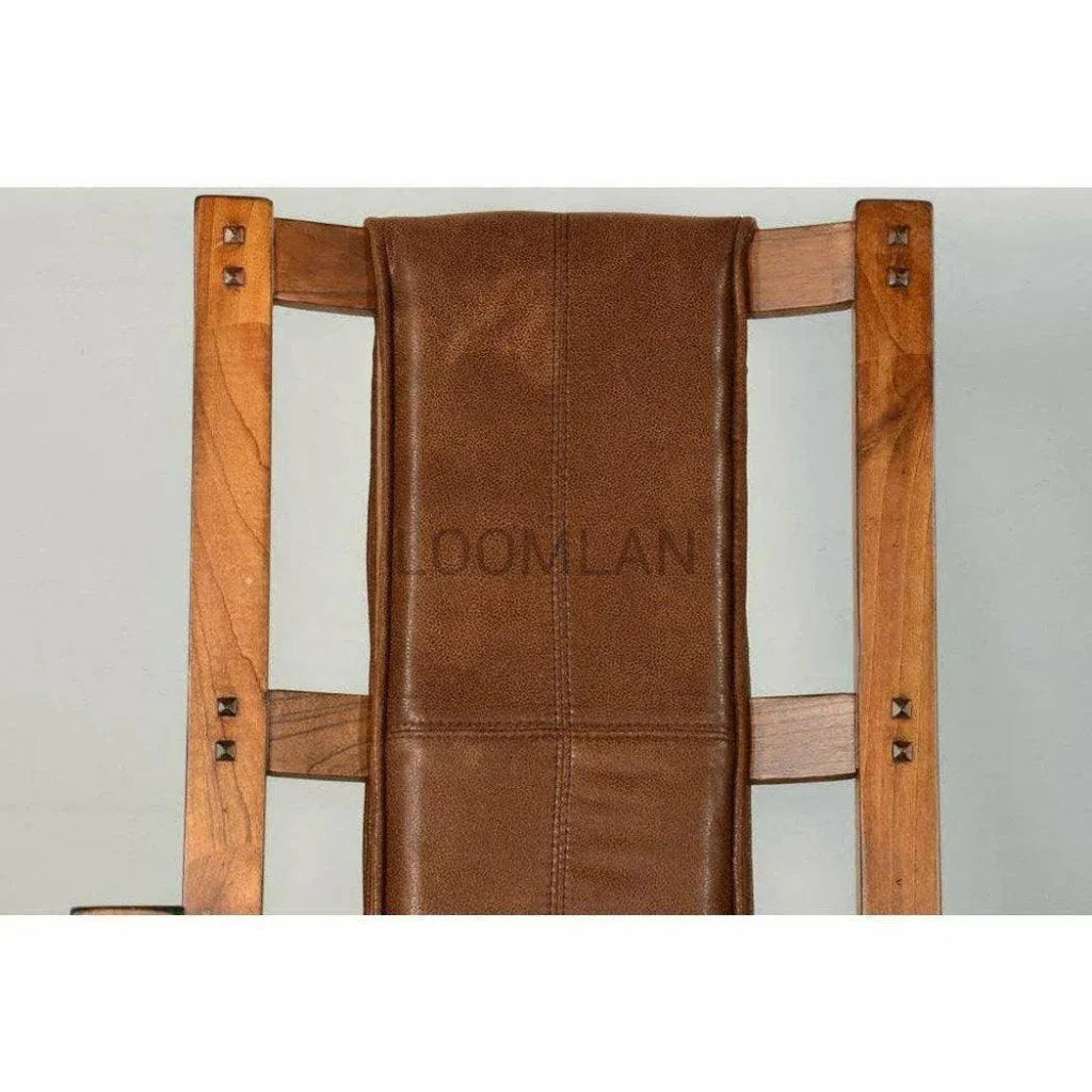 Rustic Oak Tan Vegan Leather Rocker Chair - LOOMLAN - Sunny D - Accent Chairs