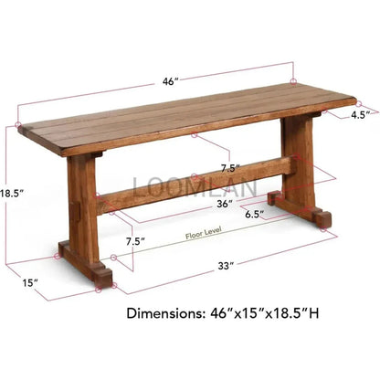 Rustic Oak Wood Dining Bench (Bench Only) - LOOMLAN - Sunny D - Dining Benches