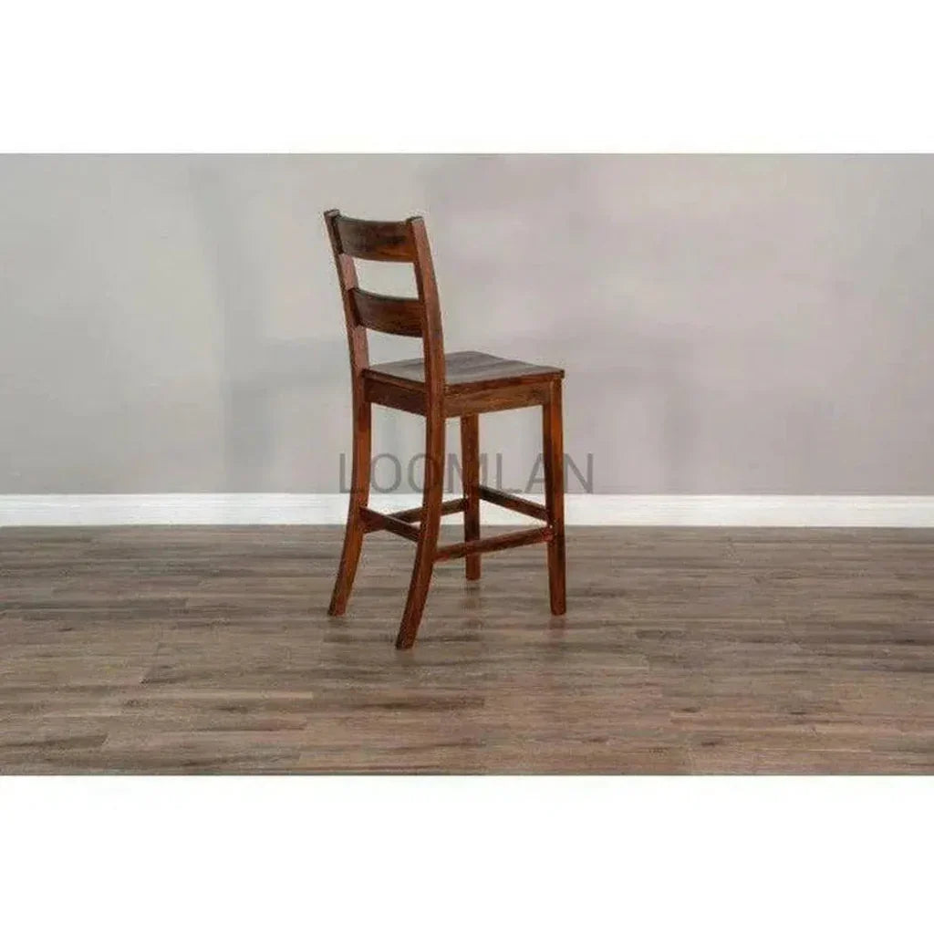 Rustic Tuscany Ladderback Wooden Barstool - LOOMLAN - Sunny D - Bar Stools