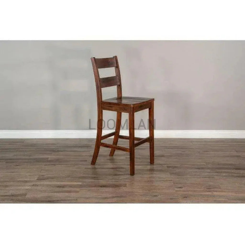 Rustic Tuscany Ladderback Wooden Barstool - LOOMLAN - Sunny D - Bar Stools