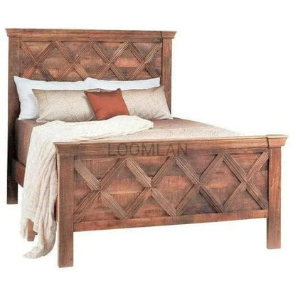 Rustic Brown Wooden Bed Frame - LOOMLAN - LOOMLAN - Beds