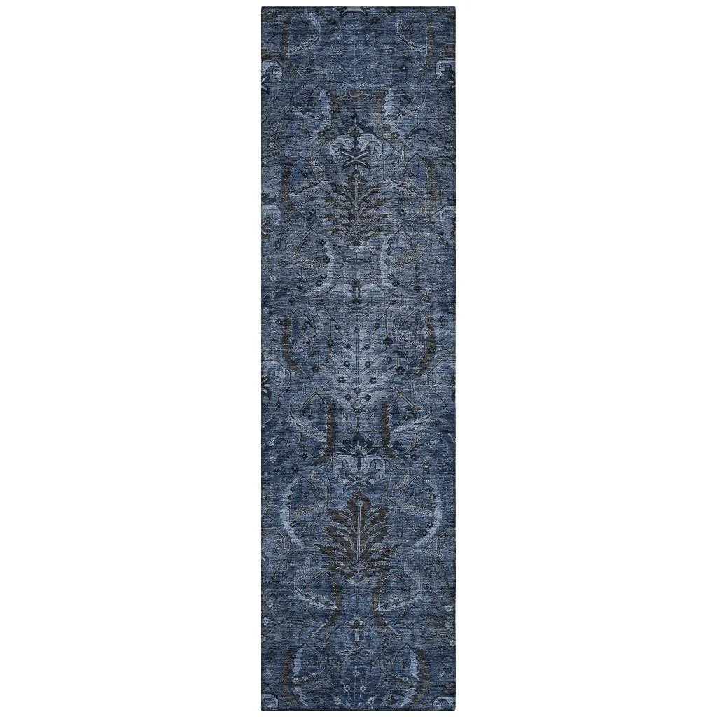 Rustica Blue Washable Indoor-Outdoor Rug-Outdoor Rugs-LOOMLAN Rugs-2'3" x 7'6"-LOOMLAN