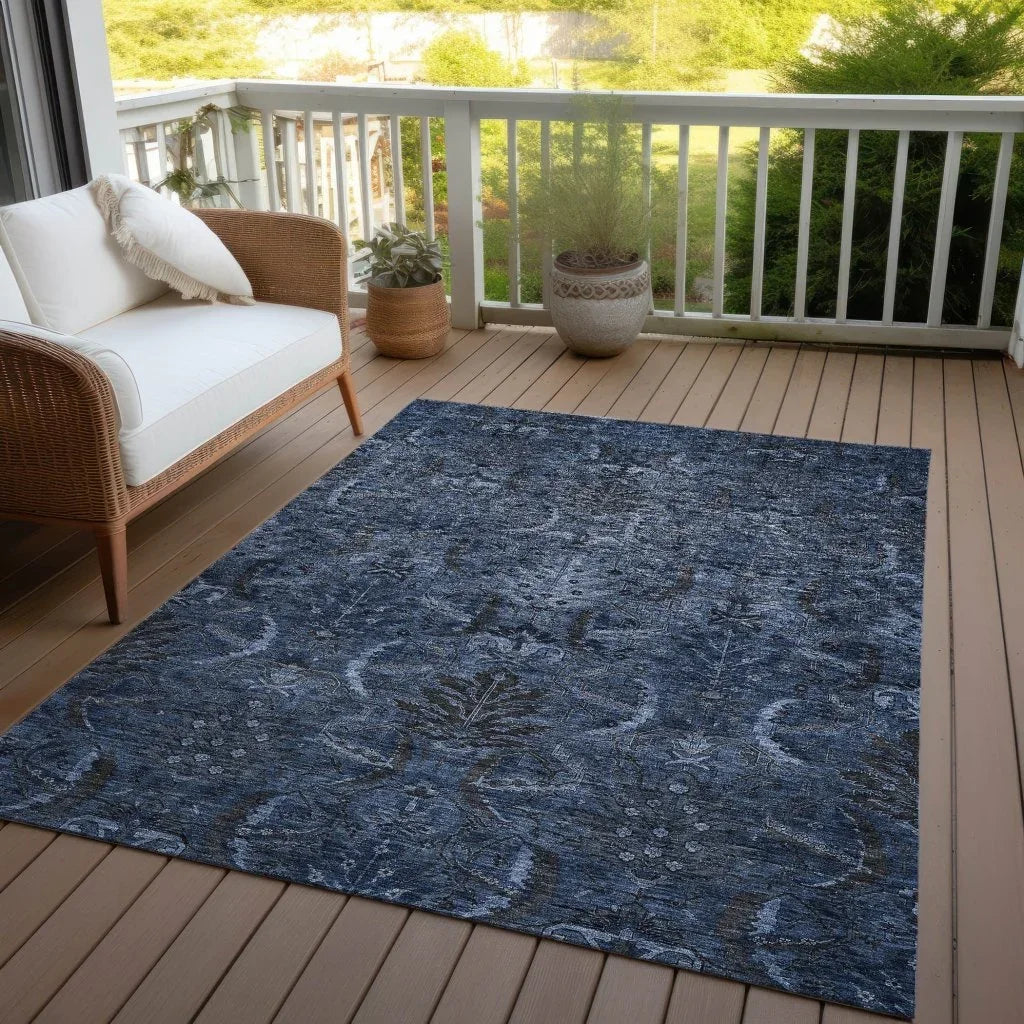Rustica Blue Washable Indoor-Outdoor Rug-Outdoor Rugs-LOOMLAN Rugs-LOOMLAN