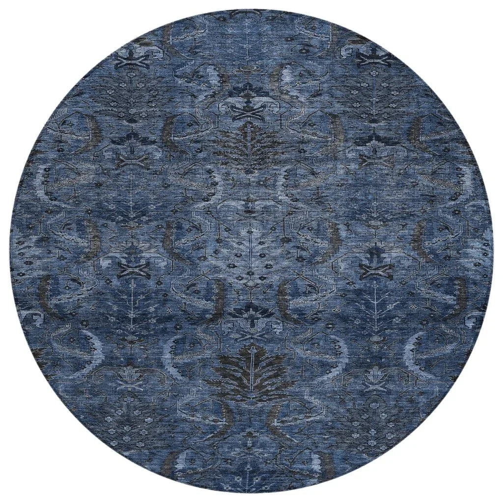 Rustica Blue Washable Indoor-Outdoor Rug-Outdoor Rugs-LOOMLAN Rugs-8' x 8'-LOOMLAN