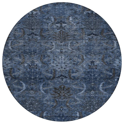 Rustica Blue Washable Indoor-Outdoor Rug-Outdoor Rugs-LOOMLAN Rugs-8' x 8'-LOOMLAN